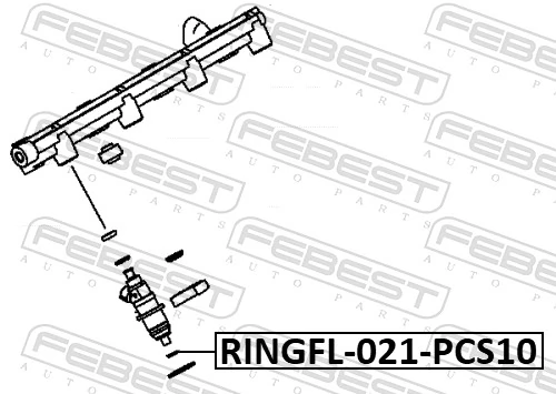 RINGFL021PCS10 Febest Кольцо форсунки инжектора посадочное