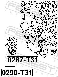 0287T31 Febest Ролик натяжителя ремня агрегатов