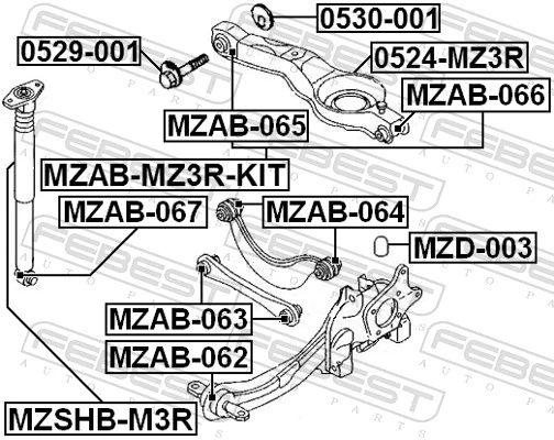 MZABMZ3RKIT Febest Сайлентблок задней тяги