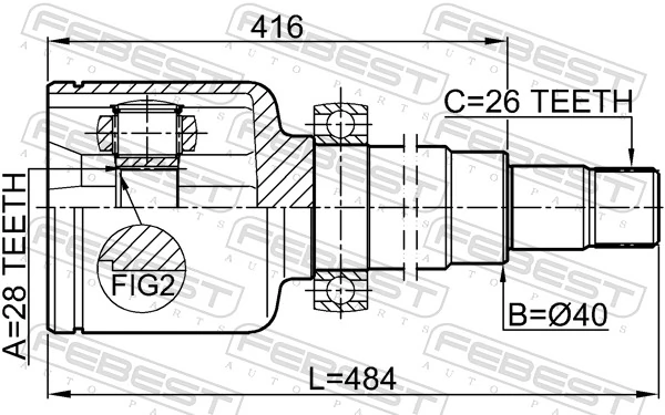 2111CA220RH Febest Граната внутренняя передняя правая