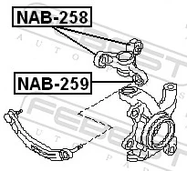 NAB259 Febest Сайлентблок передней цапфы (кулака)