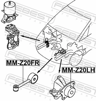 MMZ20LH Febest Подушка (опора) двигателя, левая