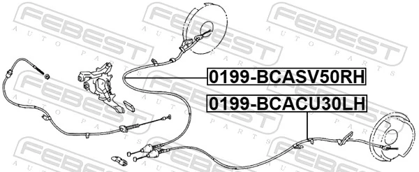 0199BCACU30RH Febest Трос ручного тормоза задний, правый