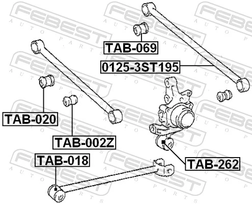 TAB069 Febest Сайлентблок задней поперечной тяги