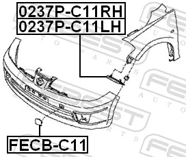 0237PC11RH Febest Кронштейн крепления бампера переднего правый