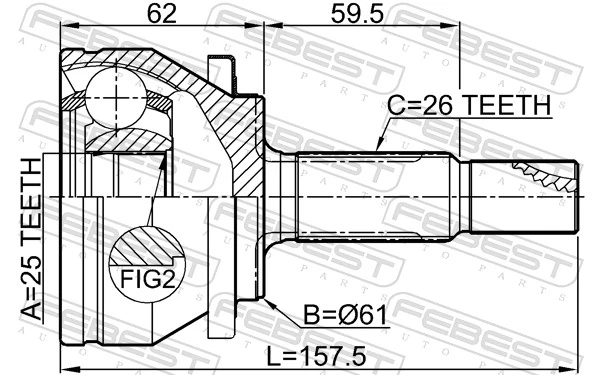 0110ZRE181 Febest Наружная граната