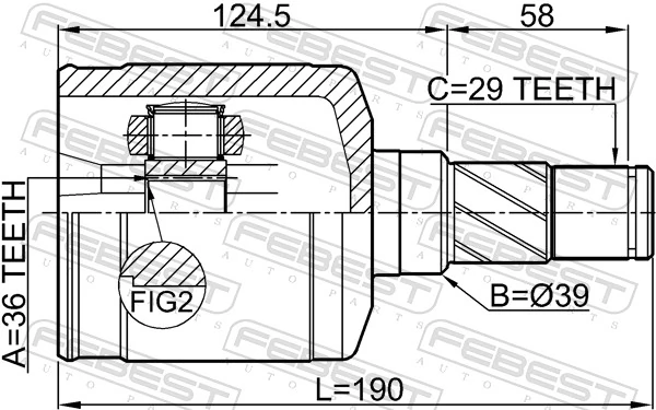 0211Z50LH Febest Граната внутренняя передняя левая