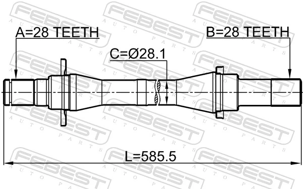 2212CARFMCRH Febest Полуось передняя, правая