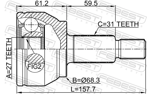 2910EVOQ Febest Наружная граната