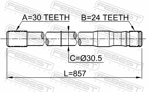 0112LC80LH Febest Полуось передняя левая