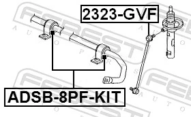 ADSB8PFKIT Febest Втулка стабилизатора переднего, комплект