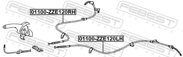 01100ZZE120LH Febest Трос ручного тормоза