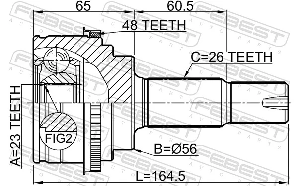 0110ACU35A48R Febest Шарнир равных угловых скоростей задний
