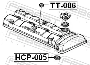 HCP005 Febest Прокладка клапанной крышки двигателя, кольцо