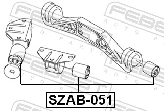 SZAB051 Febest Сайлентблок траверсы крепления заднего редуктора задний