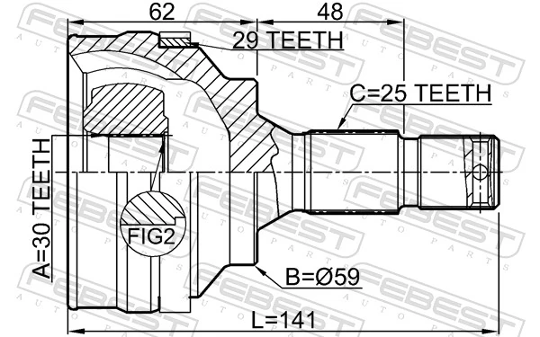 6510002A29 Febest Наружная граната