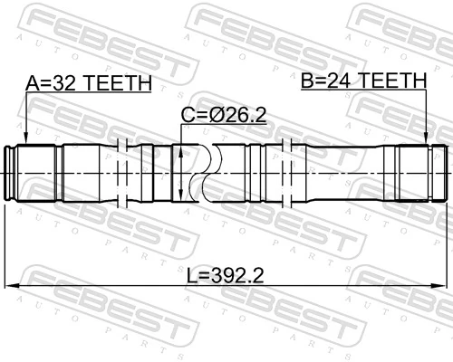 0112CDT220RH Febest Полуось передняя, правая