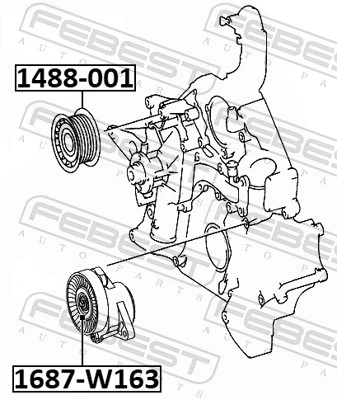 1687W163 Febest Ролик натяжителя ремня агрегатов