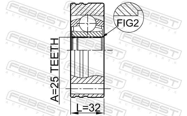 1911E34 Febest ШРУС внешний задний