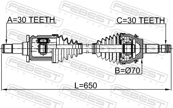 0114GUN126 Febest Ось передняя в сборе