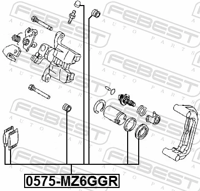 0575MZ6GGR Febest Ремкомплект заднего тормозного суппорта