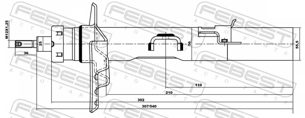 29664167RL Febest Амортизатор задней подвески, левый