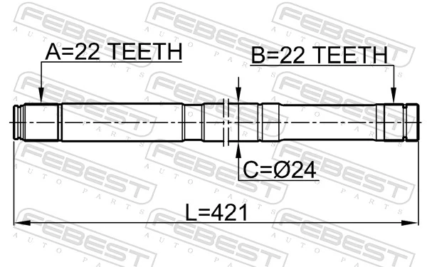 0212B10MTLH Febest Полуось передняя левая
