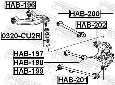 HAB201 Febest Сайлентблок цапфы