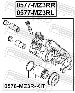 0577MZ3RL Febest Тормозной суппорт задний левый