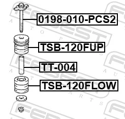 0198010PCS2 Febest Болт подушки рамы кузова