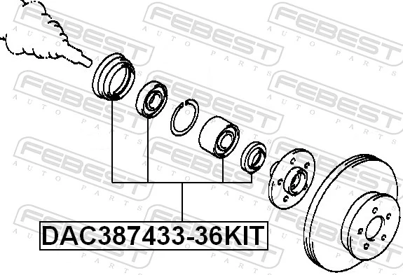 DAC38743336KIT Febest Подшипник ступицы передней
