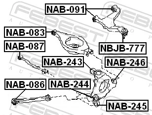 NAB086 Febest Сайлентблоки продольных рычагов передней подвески
