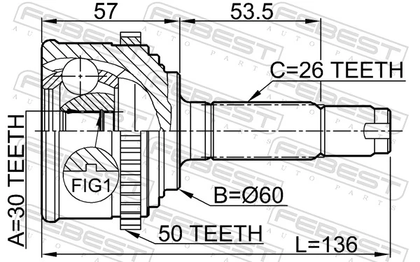 0310CF4A50 Febest Наружная граната