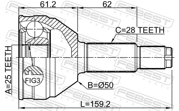 1510B11 Febest Наружная граната