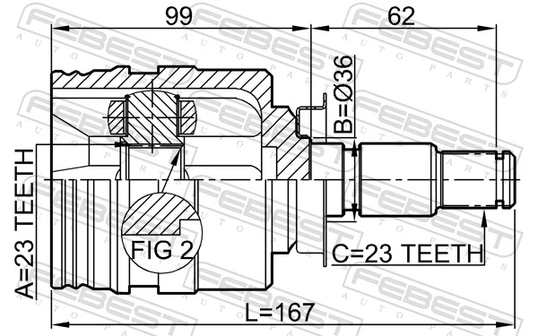 0111SXA10RH Febest Граната внутренняя передняя правая