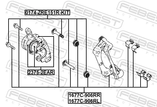 1677C906RL Febest Скоба тормозного заднего суппорта