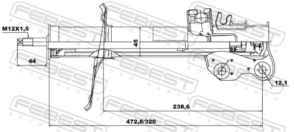 02666689FR Febest Амортизатор передней подвески правый