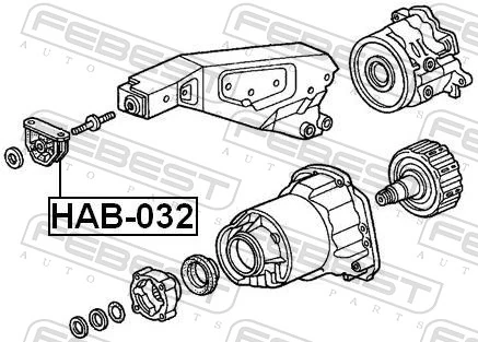 HAB032 Febest Сайлентблок (подушка) редуктора заднего моста передний
