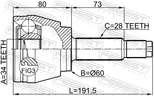 Junta homocinética externa dianteira SsangYong Kyron