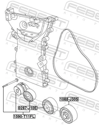 1590T11FL Febest Натяжитель клинового ремня