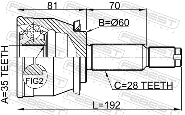 1410REXI Febest Наружная граната