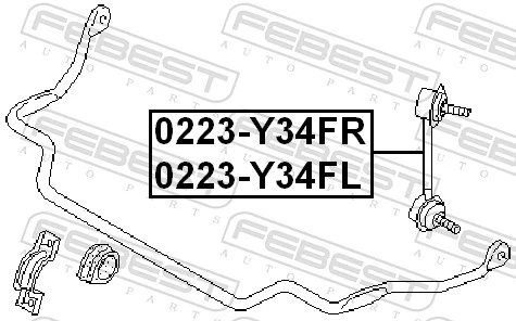 0223Y34FL Febest Тяжка стабилизатора, переднего, левая
