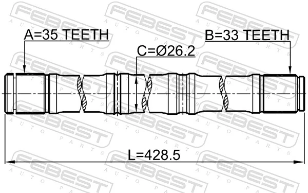0212MR20CVT4WD Febest Полуось передняя левая
