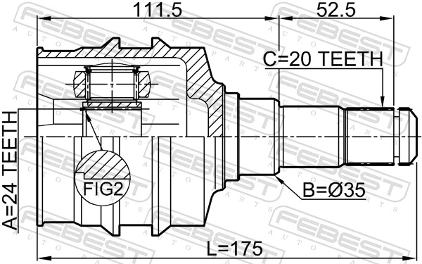 0111SXV20LH Febest ШРУС внутренний, передний