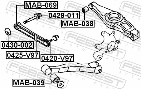 0420V97 Febest Шаровая опора задней подвески нижняя