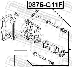 0875G11F Febest Ремкомплект суппорта тормозного, переднего