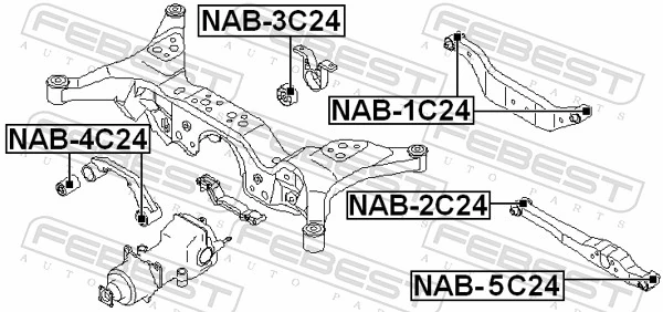 NAB5C24 Febest Сайлентблок задней тяги