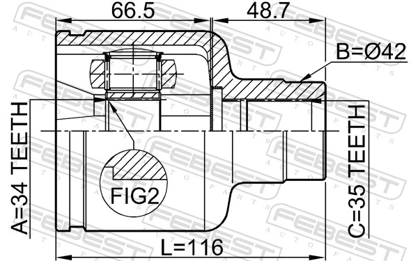 2111GE30RH Febest Граната внутренняя передняя правая
