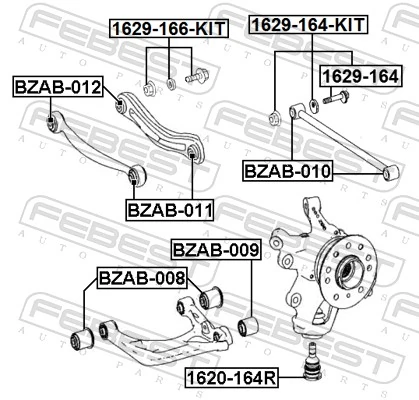 1629166KIT Febest Болт крепления заднего верхнего рычага, внутренний