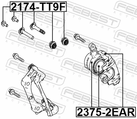 23752EAR Febest Ремкомплект заднего тормозного суппорта